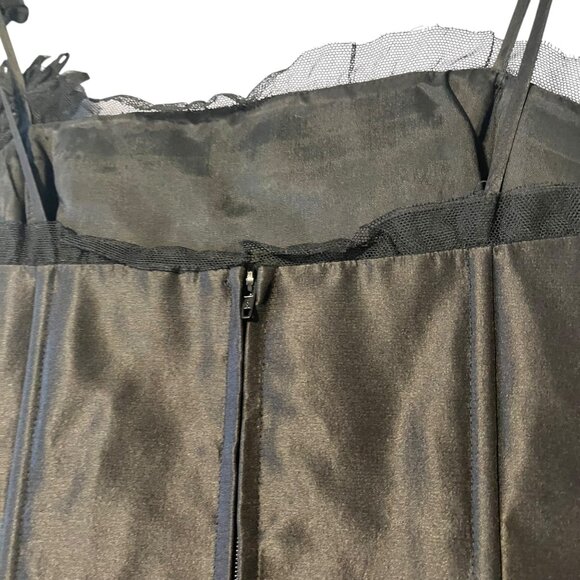 Rickie Freeman by Teri Jon Women's 2 Black Floral Boned Corset Top Silk Gothic - Picture 5 of 9